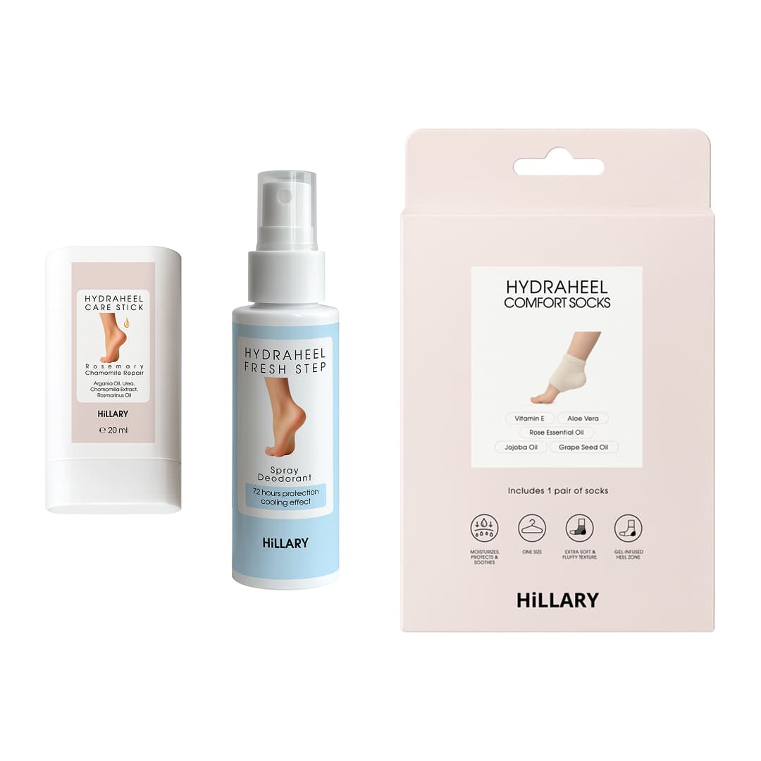 Набір для потрісканих п’ят із розмарином та ромашкою Hillary HydraHeel Repair & Comfort Set