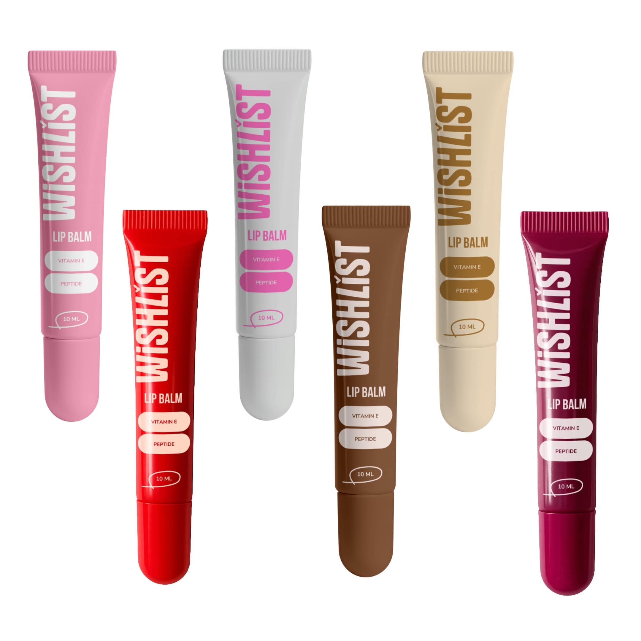 Набір 6 бальзамів-блисків для губ Espresso Noir & Ruby Nectar & Blessed Honey & Crystal Sorbet & Sweet Candy & Velvet Coral WishList Lip Gloss Balms