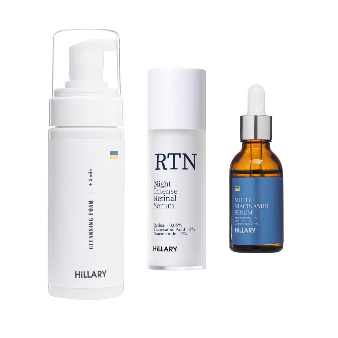 Комплекс для контролю висипань і оновлення шкіри вночі Hillary Night Acne Control & Renewal Kit
