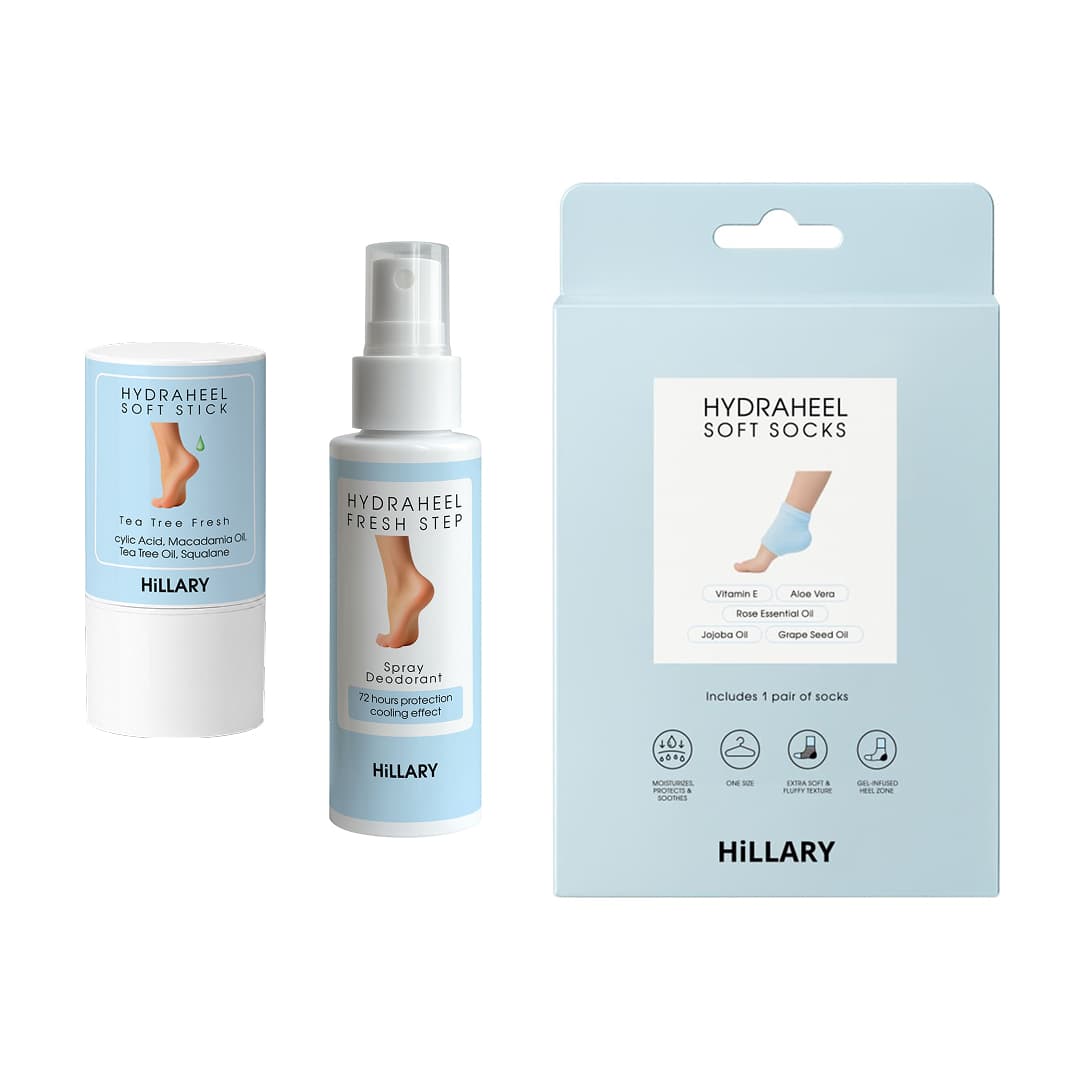 Набір проти тріщин, сухості та запаху стоп Hillary HydraHeel Repair & Odor Control Set