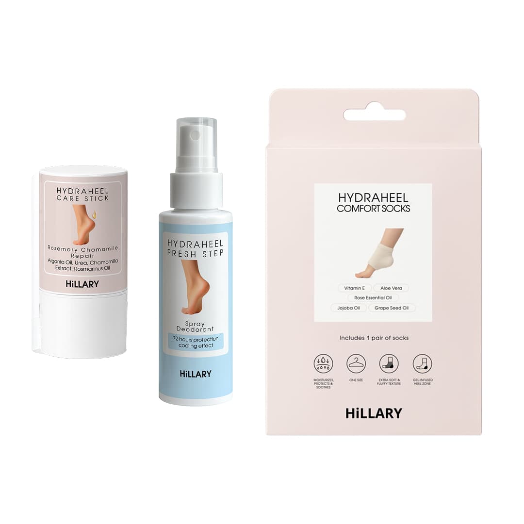 Набір для потрісканих п’ят із розмарином та ромашкою Hillary HydraHeel Repair & Comfort Set