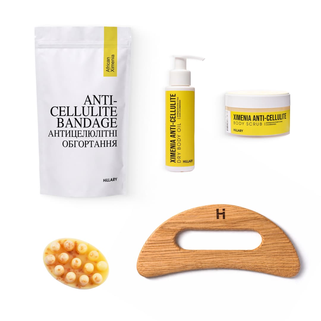 Шкребок гуаша для масажу тіла + Антицелюлітні засоби Хimenia Anti-cellulite