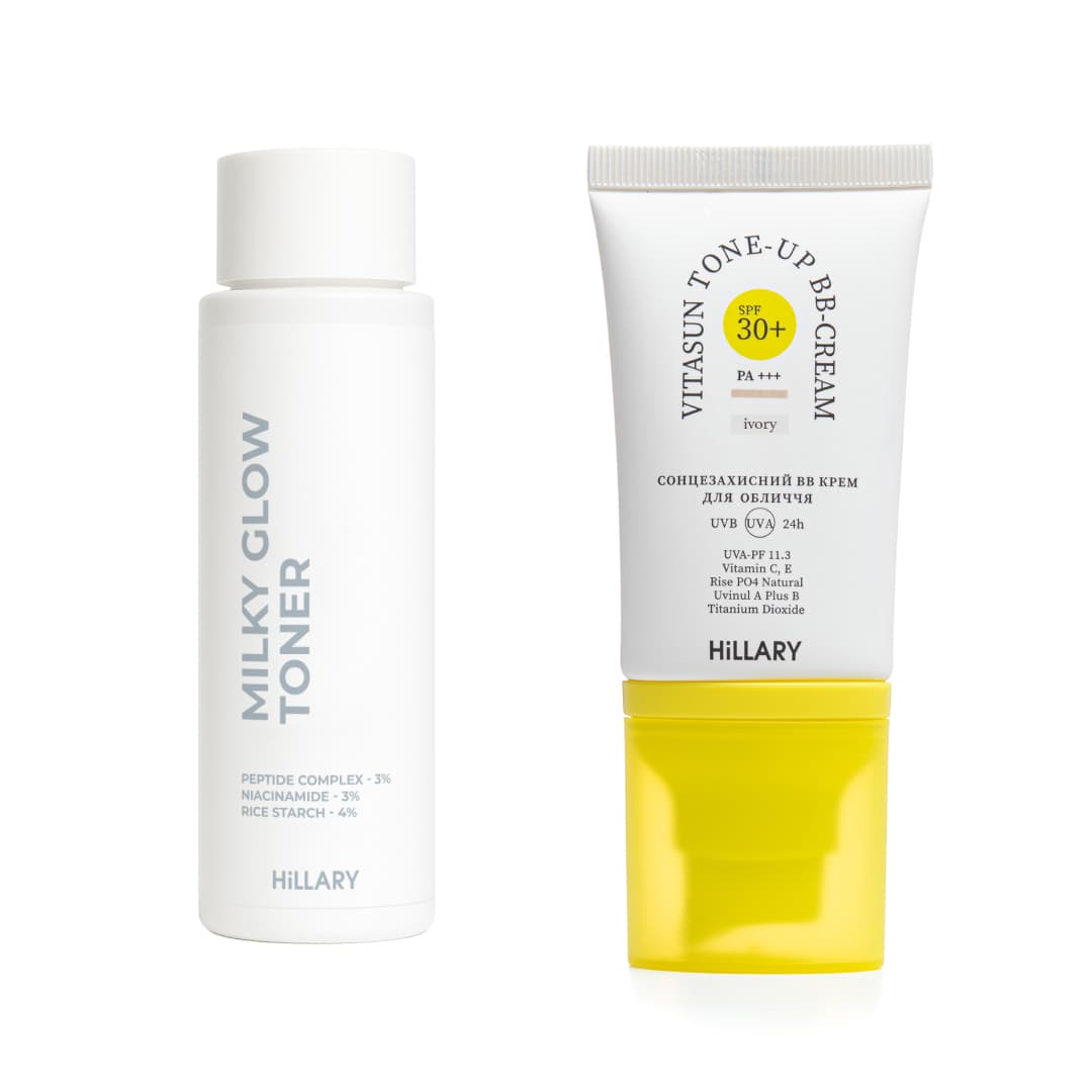Набір для рівного тону та щоденного захисту SPF30+ Ivory HiLLARY Set for Even Skin Tone & Daily SPF30+ Protection