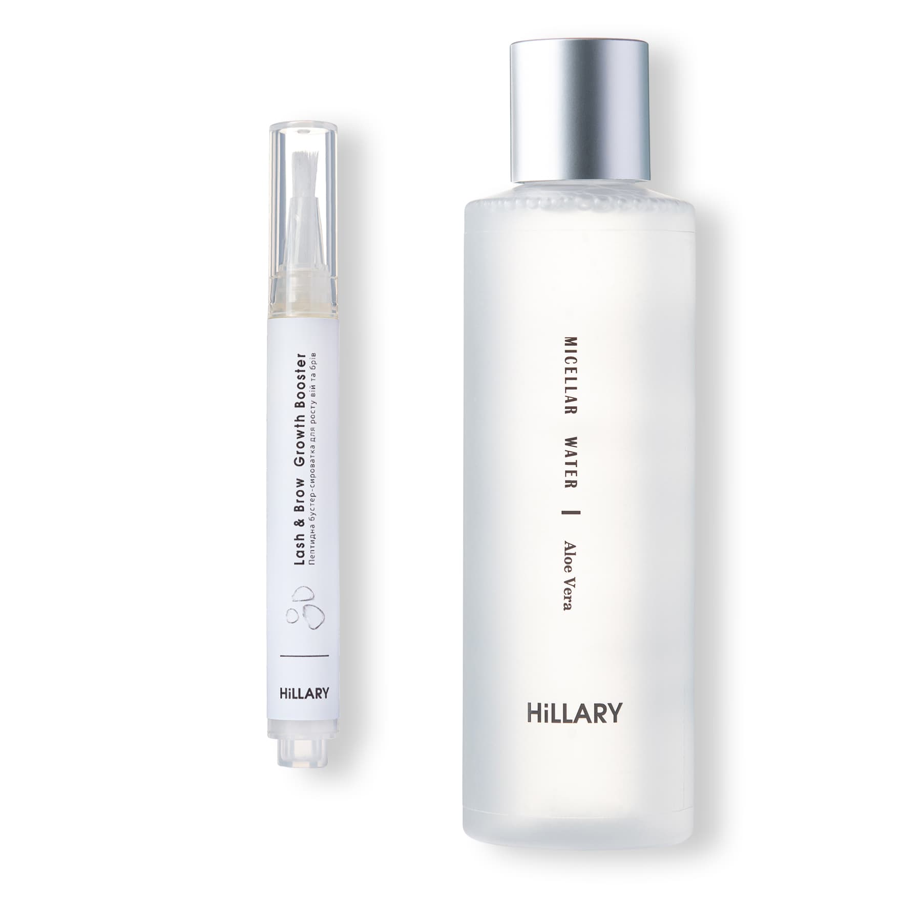 Пептидна бустер-сироватка для росту вій та брів Hillary Lash & Brow Growth Booster + Міцелярна вода Hillary MICELLAR WATER Aloe Vera